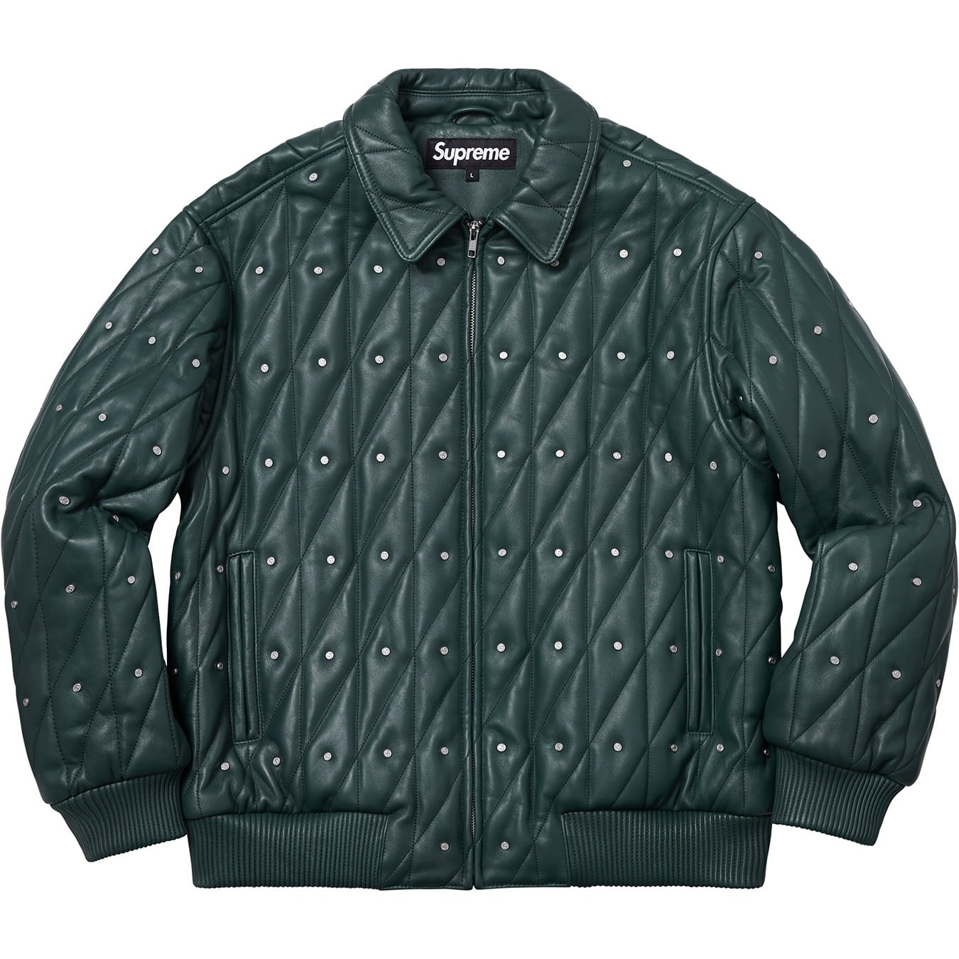 Quilted Studded Leather Jacket view 3